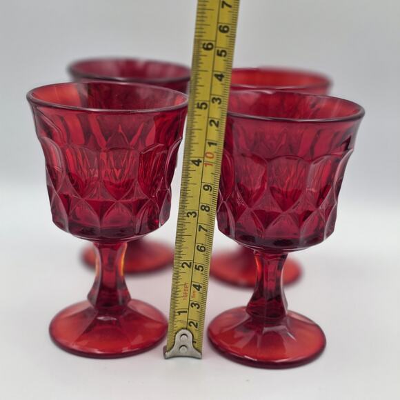 Vintage Noritake Perspective Set of 4 Ruby Red Glass Water Goblets 5" Tall - Picture 3 of 6